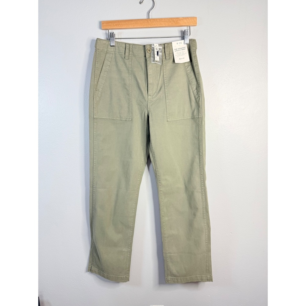 Madewell Utility Straight-Leg Pants Faded Olive‎ Green Size 26 NWT